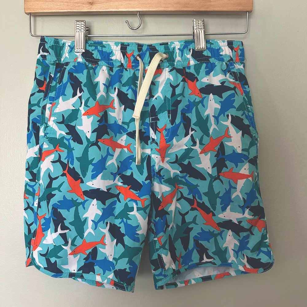 Boy Fair Harbor Swim Trunks with Sharks and Soft lining, Size L and Anchor Style